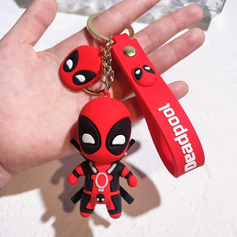 Marvel Cute Deadpool Q Version Fashion Backpack Keychain Couple Bag Keyring Pendant Birthday Gifts