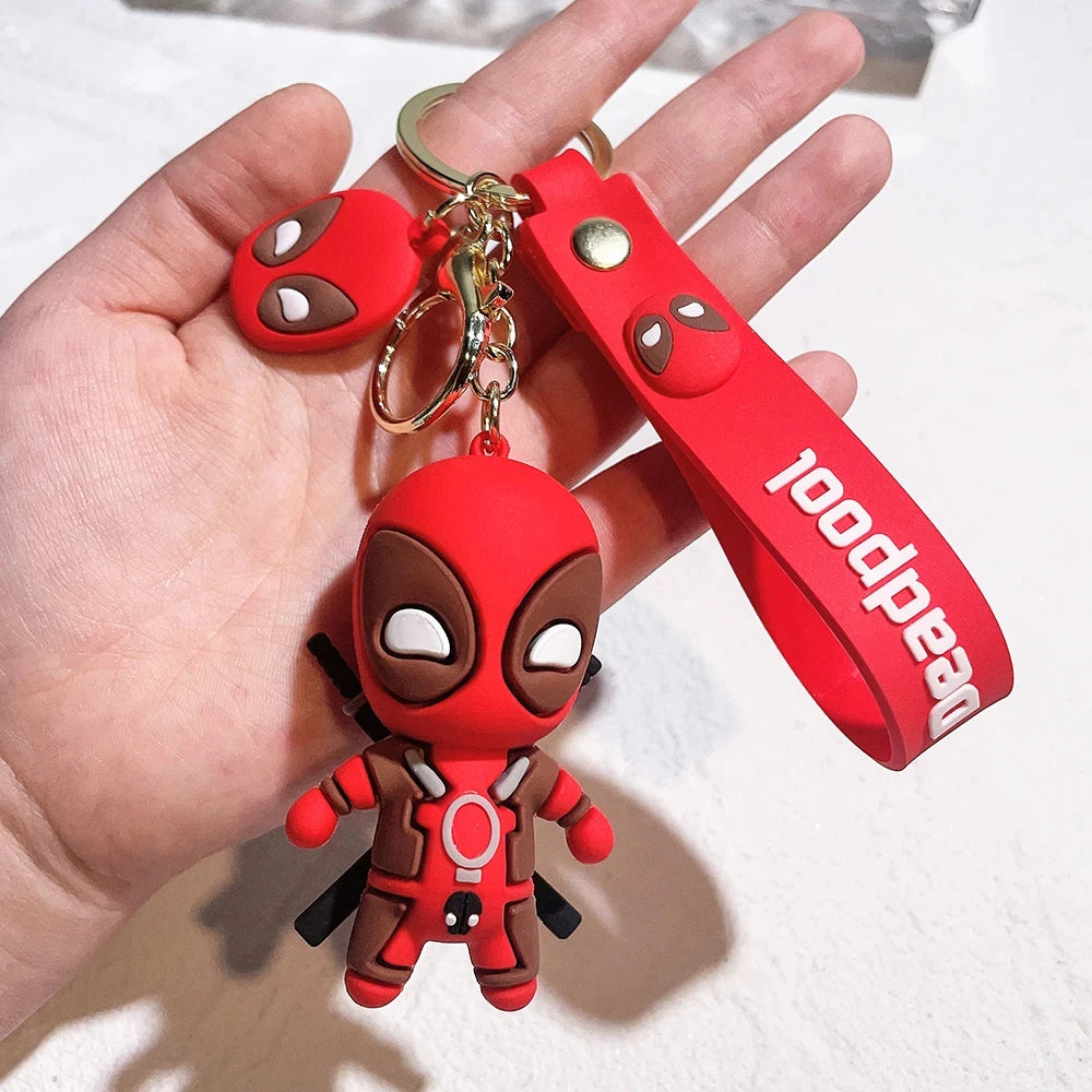 Marvel Cute Deadpool Q Version Fashion Backpack Keychain Couple Bag Keyring Pendant Birthday Gifts