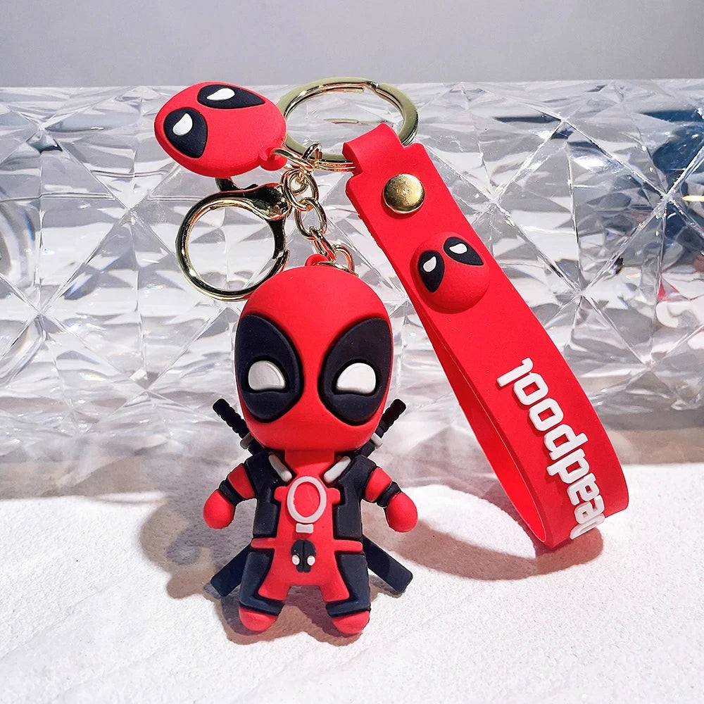 Marvel Cute Deadpool Q Version Fashion Backpack Keychain Couple Bag Keyring Pendant Birthday Gifts
