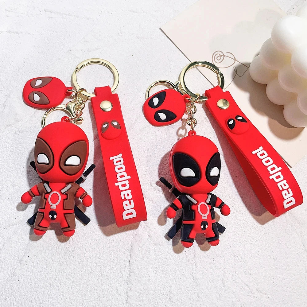 Marvel Cute Deadpool Q Version Fashion Backpack Keychain Couple Bag Keyring Pendant Birthday Gifts