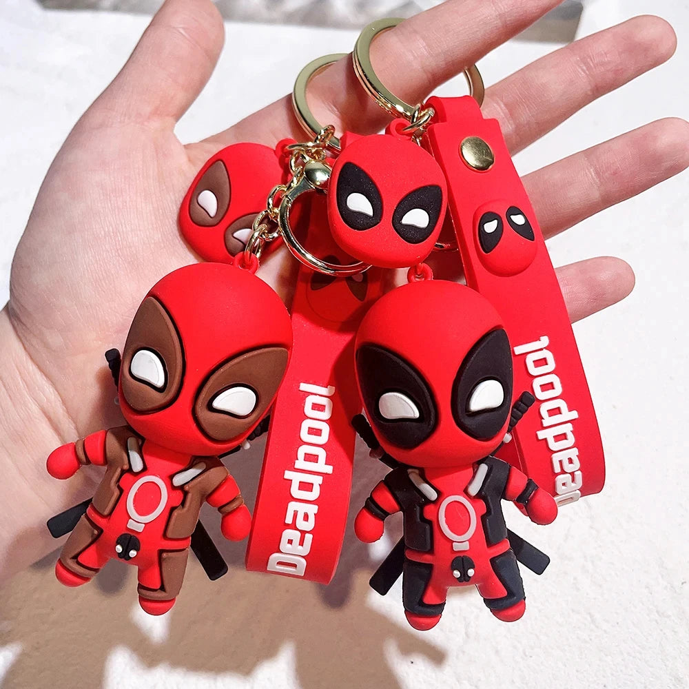 Marvel Cute Deadpool Q Version Fashion Backpack Keychain Couple Bag Keyring Pendant Birthday Gifts