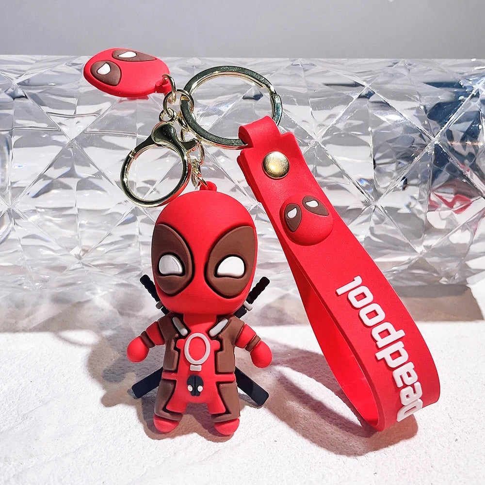 Marvel Cute Deadpool Q Version Fashion Backpack Keychain Couple Bag Keyring Pendant Birthday Gifts