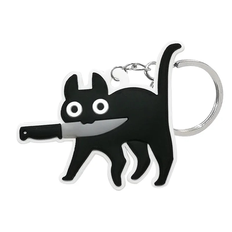 1PCS Animal Keychains Cute Black Cat Dach Dog Funny Style Duck Keyring Keychain for Bag Car key Accessories Kids Favor Key Decor