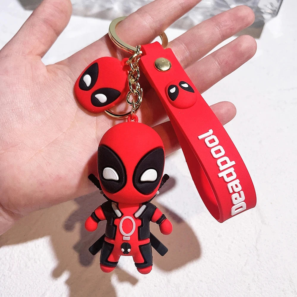 Marvel Cute  Deadpool Q Version Fashion Backpack Keychain Couple Bag Keyring Pendant Birthday Gifts