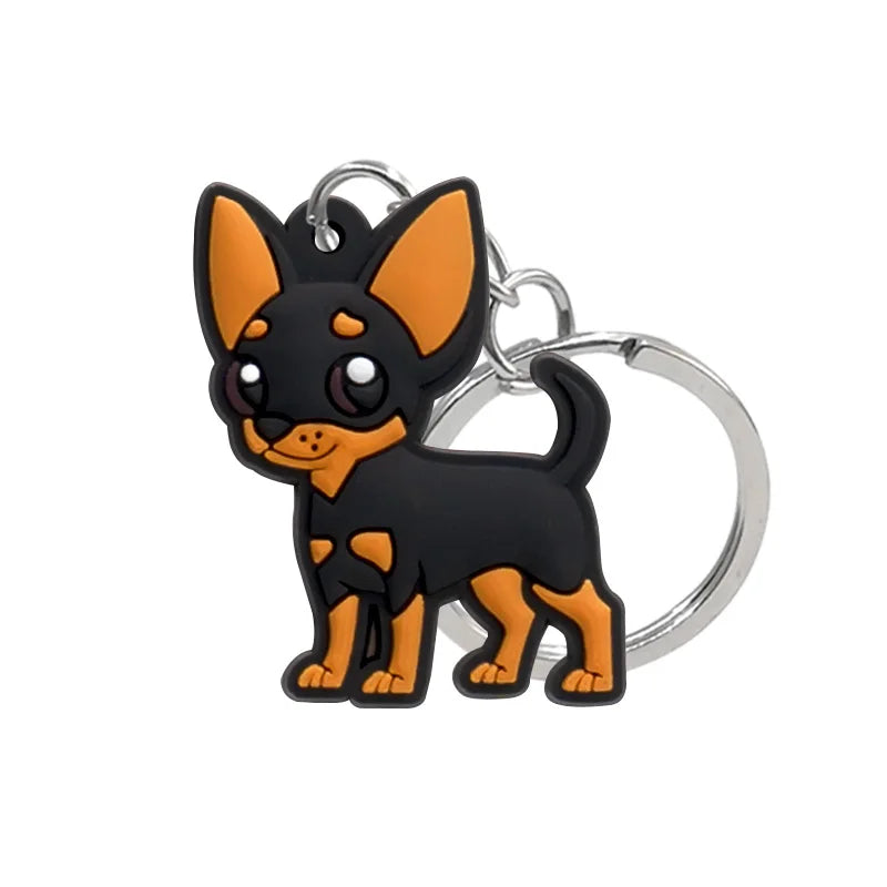 1PCS Animal Keychains Cute Black Cat Dach Dog Funny Style Duck Keyring Keychain for Bag Car key Accessories Kids Favor Key Decor