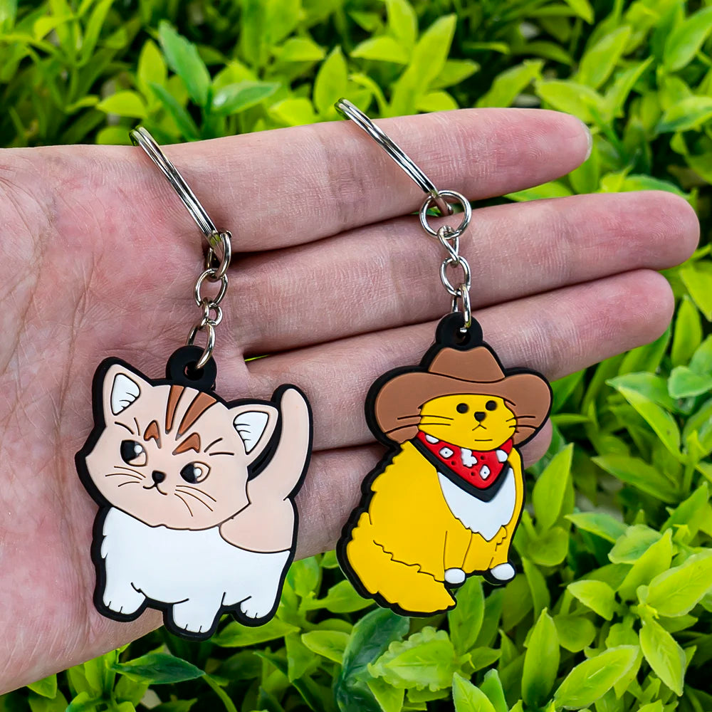 1PCS Animal Keychains Cute Black Cat Dach Dog Funny Style Duck Keyring Keychain for Bag Car key Accessories Kids Favor Key Decor