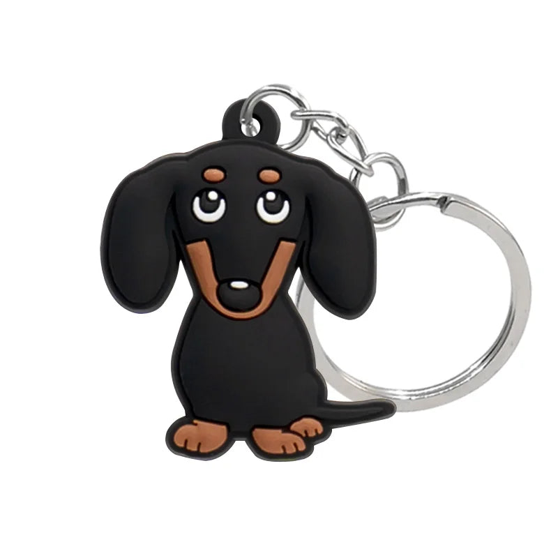 1PCS Animal Keychains Cute Black Cat Dach Dog Funny Style Duck Keyring Keychain for Bag Car key Accessories Kids Favor Key Decor